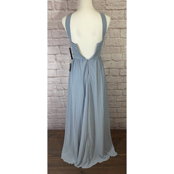 NEW Lulus XS Air of Romance Blue Halter Maxi Dress Bridesmaid Gown Dance 9046 - Picture 5 of 10